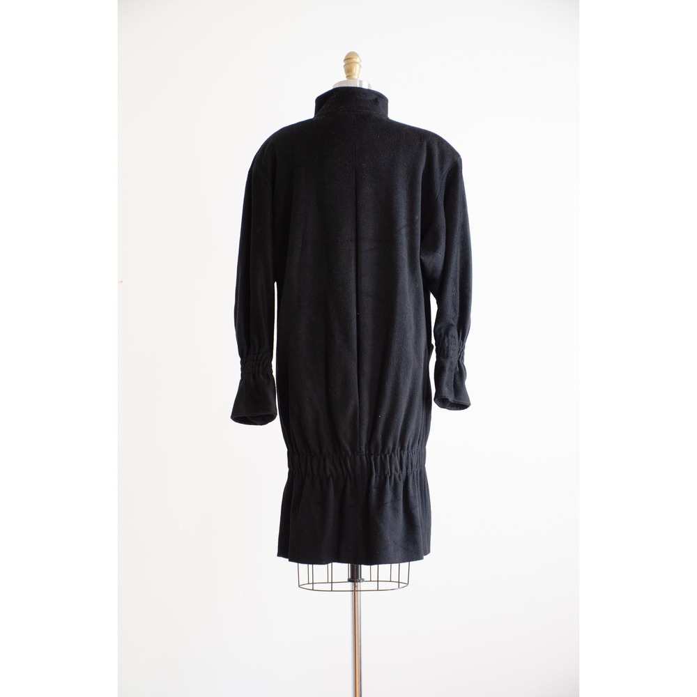 black wool coat 80s vintage Portrait 20s style cocoon coat - Picture 6 of 6